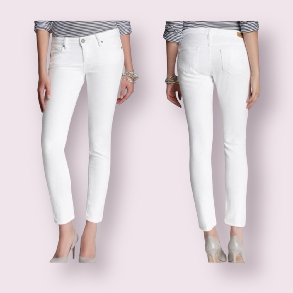 Paige Skyline Ankle Peg Jeans Optic White Mid-Rise Size 32